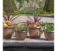 Garden Gear Pack Of Four Antique Bronze Effect Plastic Garden Planters