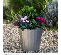 Garden Gear Metal Steel Effect Round Planter 32cm - Grey - Wilko