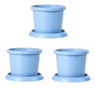 Garden Gear Plastic Flowerpot With Saucer Mayan Blue X 3