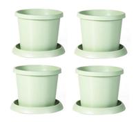 Garden Gear Pistachio Green Flowerpot with Saucer, 42cm, Weatherproof Recycled Plastic, Drainage Holes (4)