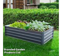 Garden Gear Raised Metal Vegetable Planter In Grey Outdoor Flower Trough Herb Grow Bed 800 Litre Capacity (X2)