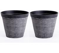 Garden Gear Rattan Design Planter (D30 X H25Cm) X 2 Inc: