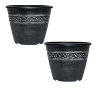 Garden Gear Wavy Design Planter 27.5Cm X 2, Grey