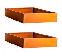 Garden Gear Rust Effect Metal Rasied Bed 120x80x20cm x 2 Inc, Brown