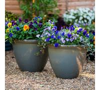 Garden Gear Samaria Glazed Effect Vase Planter Olive (D45.5Xh37.5Cm) X 2