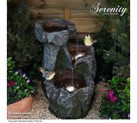Garden Gear Serenity Cascading Rock Water Feature With Two Birds Led Lighting Self Contained