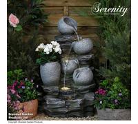 Garden Gear Serenity River Rock Cascading Pots Water Feature Led Lighting Self Contained