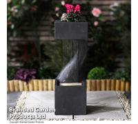 Garden Gear Serenity Spiral Rainfall Water Feature 4 Leds & Planter 77Cm Tall 10M Cable, Self-Contained Water Flower Display, Polyresin