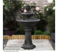Garden Gear Serenity Two Tier Water Fountain Water Feature - Classic Design, Self-Contained, Polyresin Construction