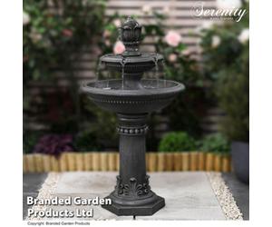 Garden Gear Serenity Two Tier Water Fountain Water Feature - Classic Design, Self-Contained, Polyresin Construction