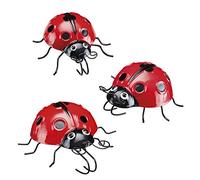 Garden Gear Set of 3 Metal Ladybirds, Outdoor 3D Garden Decoration, Powder Coated Metal & Easy Hang Design
