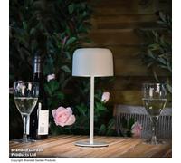 Garden Gear Solar Metal Table Touch Led Lamp, Waterproof, Usb & Solar Powered, Cordless Outdoor & Indoor Light (White)