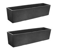 Garden Gear Sonata Recycled Rubber Trough Planter 60cm Slate - Self-Watering Durable Outdoor Indoor Eco-Friendly Garden Pot Made from Tyres, Crack-Resistant (15cm Tall Slate Trough x2)