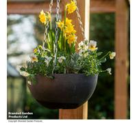 Garden Gear Stone Effect 25Cm Hanging Basket Planter Outdoor Marble Charcoal X2