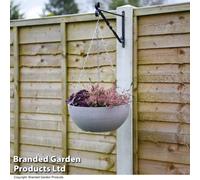Garden Gear Large Cool Grey Stone Effect Hanging Basket Durable 35cm Diameter Planter with 3-Way Metal Chain Weather-Resistant for Outdoor Gardens (1)