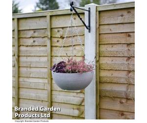 Garden Gear Stone Effect Hanging Basket 35Cm Outdoor Garden With Chain Cool Grey (X2)