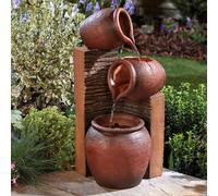 Garden Gear Stone Effect Tipping Pots Cascading Water Feature, Outdoor, Self Contained, With Led Lights, Height 64.5Cm (3 Tipping Pots)