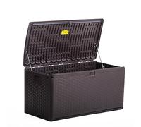 Garden Gear Storage Box - Durable, Rigid Double-Walled Design, Waterproof, Lockable, Hydraulic Pistons, Soft-Close Mechanism & Stylish Wood-Effect Finish (276 Litre)