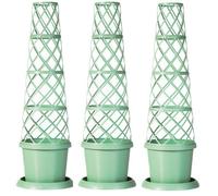 Garden Gear Tower Pot Garden Planter Trellis & Saucer Outdoors Pistachio Green X 3