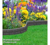 Garden Gear Ultra-Curve Ez Border Flexible Edging Stone Effect Eco Friendly Recycled Rubber Small Brick Edging In Grey (Grey X2)
