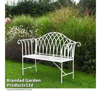 Garden Gear Versailles Garden Outdoor Bench In Wrought Iron (Antique White)