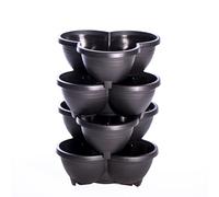 Garden Gear Vertical Stacking Planter Tower Modular Plant Pots for Strawberries Herbs Tomatoes Space Saving Stackable Garden System Weatherproof (4 Tier)
