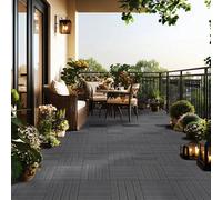 Garden Gear WPC Decking Tiles 30x30cm Interlocking Non-Slip Outdoor Flooring, Fade-Resistant & Weatherproof, Easy to Install, Walnut or Dark Grey (Grey 50)