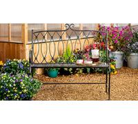 Garden Gear 2 Seater Ebony Wrought Iron Garden Bench - Black - Wilko