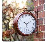 Garden Gear Wyevale Double-Sided Station Clock & Thermometer In Copper