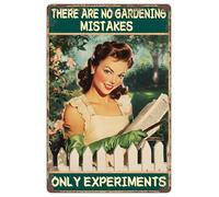 Garden Girl Tin Sign There Are No Gardening Mistakes Metal Sign For Gardening Backyard Patio Outdoor Wall Decor 12x16inch