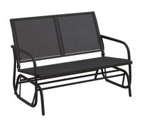 Garden Glider Bench Textilene and Steel Loveseat Bench Black/Brown vidaXL