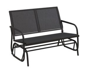 Garden Glider Bench Textilene and Steel Loveseat Bench Black/Brown vidaXL
