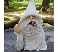 Garden Gnome, 3d Smoking Sorcerer,polyresin Outdoor Sculpture With Middle Finger Garden Statue