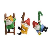 Garden Gnome, 3Pcs Resin Hanging Gnome Garden Decor, Multiple Styles Climbing Figurines Yard Ornaments for Flower Pot Patio Lawn Home Outdoor