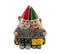 Garden Gnome Couple Statue - Funny Grow Old With Me Mr & Mrs Figurine, 14.5 cm Resin Garden Decoration