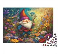 Garden Gnome-Fantasy Folk Art Style 1000 Piece Jigsaws with Precision Cut Personalised Jigsaws As A Party Puzzle Game for Social Gatherings 70x50cm/1000pcs