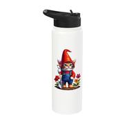Garden Gnome Kitten Cute Cat Adorable Fun Playful Happy Art Stainless Steel Insulated Water Bottle