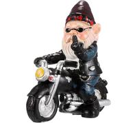 Garden Gnome Ornaments, 13 cm Funny Gnome Riding Motorcycle, Outdoor Goblin Art Decoration, Biker Gnomes Garden Ornaments, for Patio Lawn Yard Art Decoration