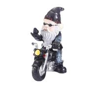 Garden Gnome Ornaments, 13 cm Funny Gnome Riding Motorcycle, Outdoor Goblin Art Decoration, Biker Gnomes Garden Ornaments, for Patio Lawn Yard Art Decoration (B)