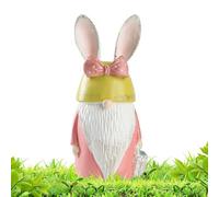 Garden Gnome, Resin Easter Bunny Figurine, Enhances Seasonal Home Decor Outdoor Gnomes Decoration with Bow and Ears, Spring Lawn Yard Ornament for Outside Home Patio Indoor Display