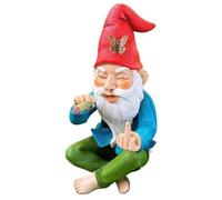 Garden Gnome Statue 6 Inch Gnomes Garden Ornaments Christmas Ornaments Middle Finger Smoking Garden Gnomes Outdoor Waterproof Resin Garden Gnome for Yard Patio, Lawn Garden Decorations and Gift