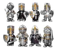 Garden Gnome Statue Easter Knight-Guard - Resin Garden Figurines Suit Funny Naughty Dwarf Outdoor Decoration, Medieval Crusader Knight Ornament Resin Sculpture Mini Garden Goblin (Full Set - 8 Pack)