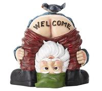 Garden Gnome Statue, Funny Dwarf Bare Buttock Welcome Sign Sculpture Resin Miniature Elf Ornament Decoration Statue for Garden Yard Lawn