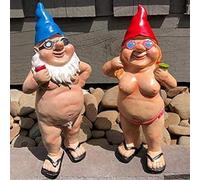 Garden Gnome Statue Resin Garden Gnomes Naughty Peeing Dwarf Statue Man Women Naked Gnome Decorations