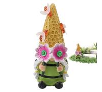 Garden Gnome Statue Solar Gnomes Decorations for Yard - Bee Design, Solar Lights, Gnomes, Garden Decorations - Resin LED Lights Gnome Garden Sculpture pa