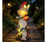 Garden Gnome Statue Solar Lights, Funny Faceless Triple Gnomes Sculptures Spring Decorations Outdoor Porch Patio Lawn Yard Art Balcony Home Decor Figurine, Birthday Gifts for Woman Mom Grandma