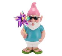 Garden Gnome Statue with Windmill, Handmade Resin Gnomes Figurine for Lawn Yard Decor, Whimsical Windmill Feature with Weather Coating, Lifelike Outdoor Ornament for Gard