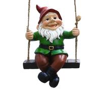 Garden Gnome Statues Ornaments On Swing Hanging Dwarf Figurines Sculpture Swing Gnome Tree Hanging Ornament Waterproof Resin Gonks For Outdoor Decorations Pation Yard Lawn Porch Decor