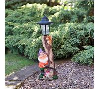 Garden Gnome with Solar Lamp Post Add a Funny Decorative Lighting to Your Garden - Purple