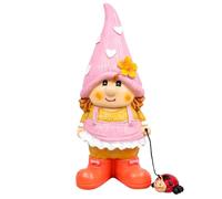 Garden Gnomes Colorful Adorable Self-Standing Gnome Figurines with Cute Expressions & Clothes Weather-Resistant Resin Ornaments for Indoor Outdoor, Female